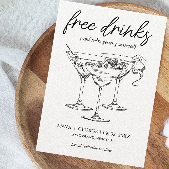 Reserva La Fecha Bebidas Gratis Foto Cóctel Divertida Boda (Subido por el creador)