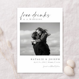 Reserva La Fecha Bebidas Gratis | Foto de Boda Romántica Minimalist