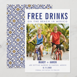 Reserva La Fecha Bebidas Gratis Playa en México Boda Destino