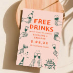 Reserva La Fecha Bebidas gratis Retro Contemporáneo<br><div class="desc">Pintar a mano Funky Retro contemporáneo Guardar la fecha</div>