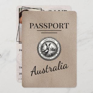 Reserva La Fecha Beige Australia Passport Save the Date