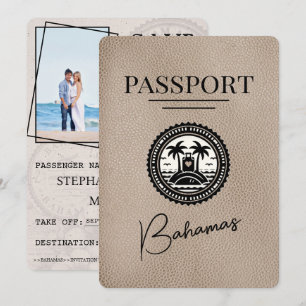 Reserva La Fecha Beige Bahamas Passport Save the Date