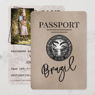 Reserva La Fecha Beige Brasil Passport Save the Date