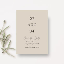 Reserva La Fecha Beige | Chic Minimal Boda Guardar la Fecha