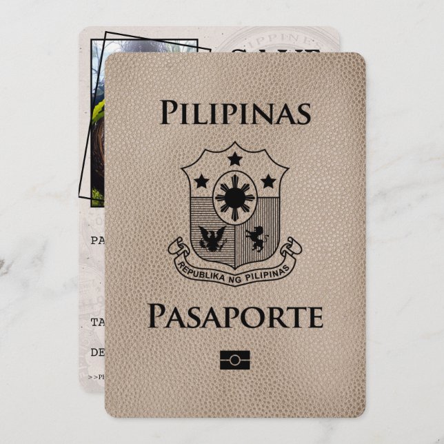 Reserva La Fecha Beige Filipinas Passport Save the Date (Anverso / Reverso)