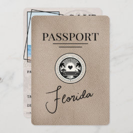 Reserva La Fecha Beige Florida Passport Save the Date