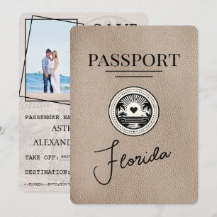 Reserva La Fecha Beige Florida Passport Save the Date