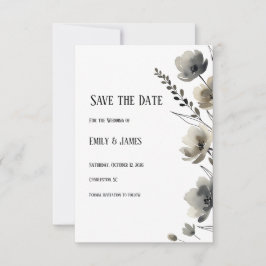 Reserva La Fecha Beige Neutral Floral Wedding