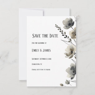 Reserva La Fecha Beige Neutral Floral Wedding