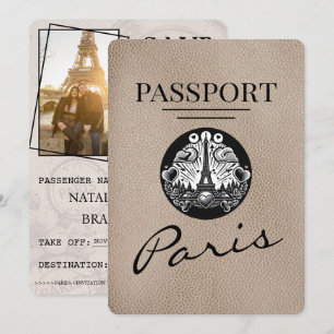 Reserva La Fecha Beige Paris Passport Save the Date
