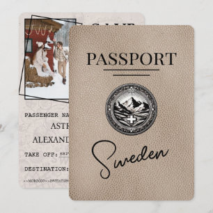 Reserva La Fecha Beige Suecia Passport Save the Date