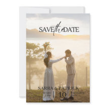 Beige y Negro Elegante Boda Save the Date