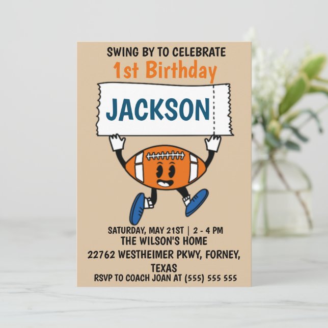 Reserva La Fecha Béisbol Tema Deportivo de primer cumpleaños (Anverso de pie)