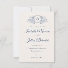 Reserva La Fecha Bellefontaine — French Blue Wedding Save the Date