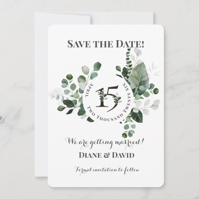 RESERVA LA FECHA BELLEZA DE PRIMAVERA BODA VERDE BOTÁNICO (Anverso)