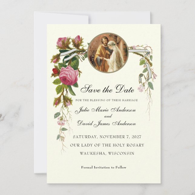Reserva La Fecha Bendición de Matrimonio Católico Convalidación Bod (Anverso)