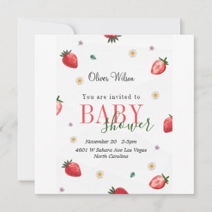 Reserva La Fecha Berry Cute Baby Shower: Campos de fresa para siemp