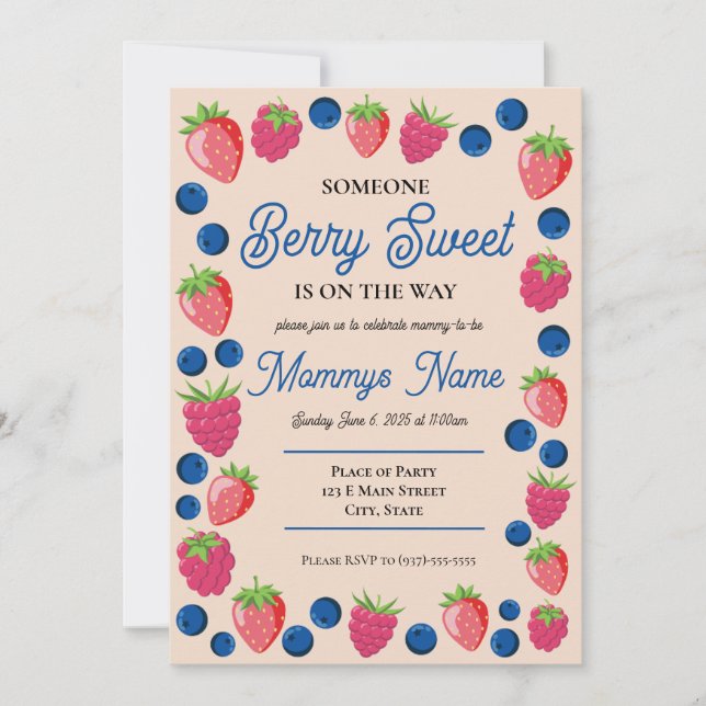 Reserva La Fecha Berry Sweet Baby Invitation (Anverso)