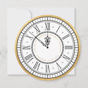 Reserva La Fecha Bésame a medianoche Clock New Years Eve Invite