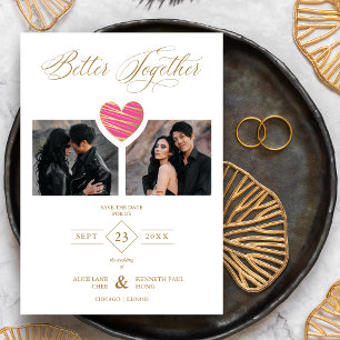 Reserva La Fecha Better Together Quote Hot Pink Heart 2 Photos