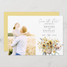 Bicicleta Rustic Sunflower Watercolor Boda Foto