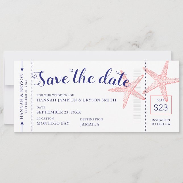 Reserva La Fecha Billete de avión de pases para el pez estrella de  (Anverso)