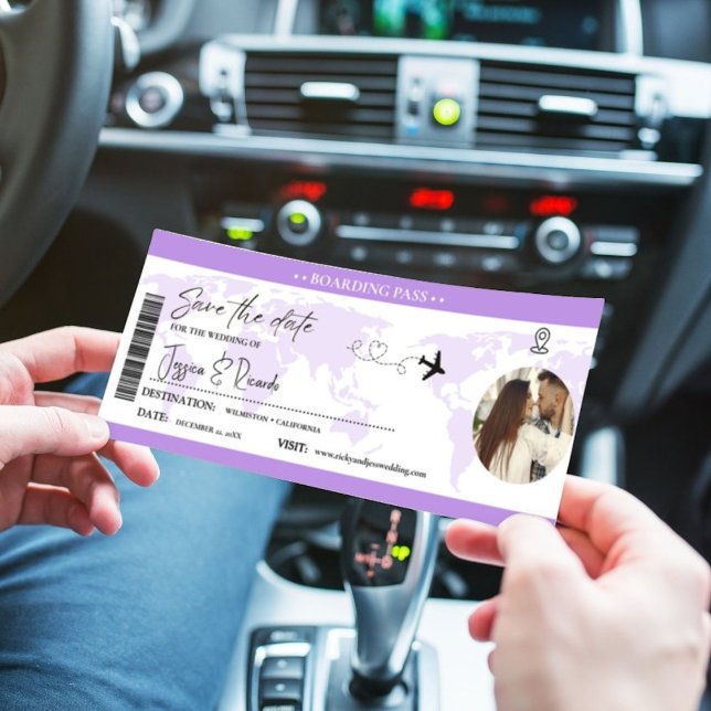 Reserva La Fecha Billete de embarque de lavanda Boda  (Subido por el creador)
