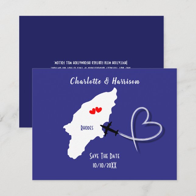 Reserva La Fecha Billete de la boda de destino Rodas Grecia (Anverso / Reverso)