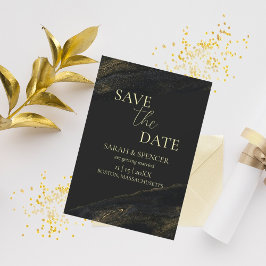 Reserva La Fecha Black and Sparkly Gold Save the Date