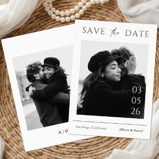 Reserva La Fecha Black And White Minimal Typography Photo Wedding