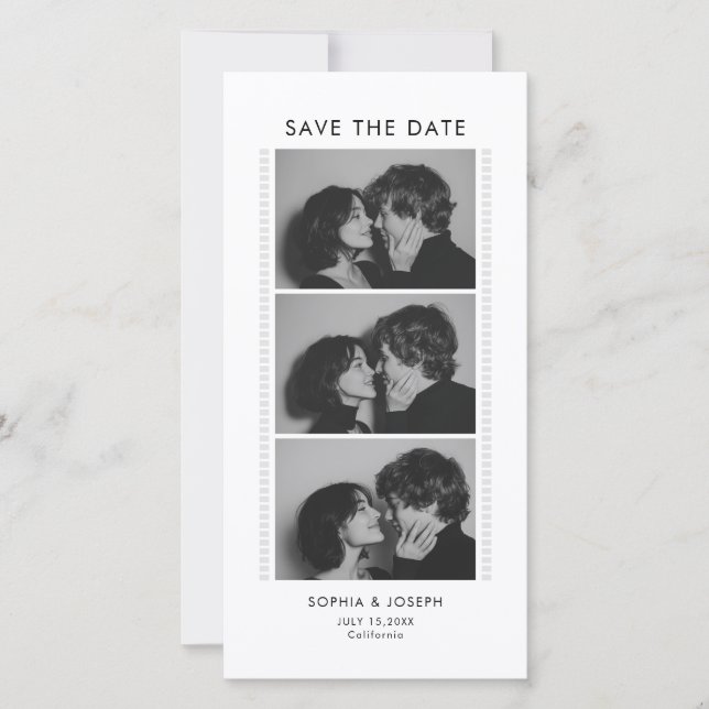 Reserva La Fecha Black and White Photo Strip Wedding Save the date (Anverso)