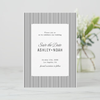 Reserva La Fecha Black And White Striped Elegance Classy Wedding