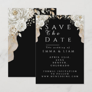 Reserva La Fecha Black Botanical Rosa Blanca Pampas Save The Date