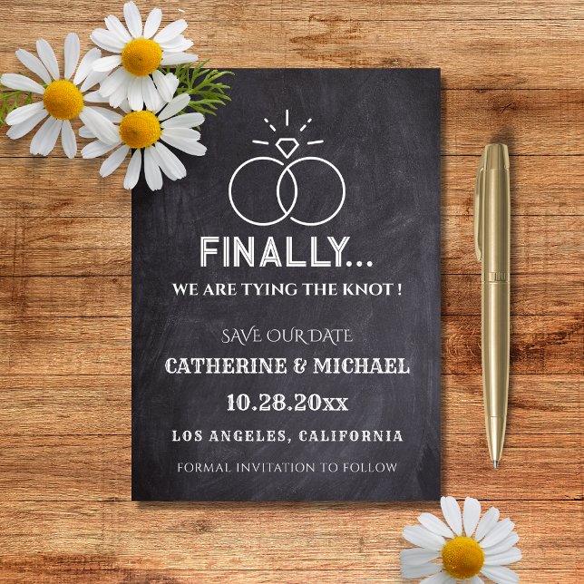 Reserva La Fecha Black Chalk Board Diamond Rings Trendy (Subido por el creador)