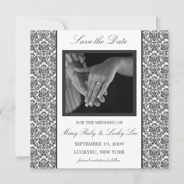 Reserva La Fecha Black Damask Save the Date Anunciation (Anverso)