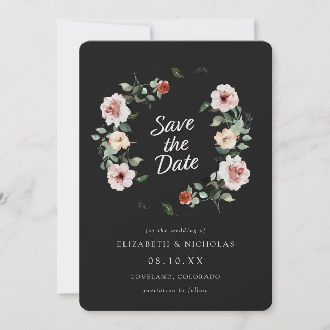 Reserva La Fecha Black Elegant Wedding Save The Date (Anverso)