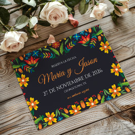Reserva La Fecha Black Floral Colorful Botanical Spanish Wedding