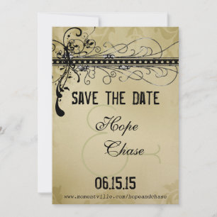 Reserva La Fecha Black Funky Elegant Swirls Wedding Save the Date
