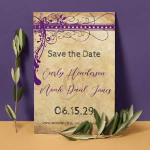 Reserva La Fecha Black Funky Elegant Swirls Wedding Save the Date