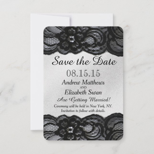 Reserva La Fecha Black Lace y Satin Save the Date (Anverso)