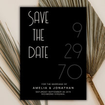 Black Matte Simple Minimal Wedding Save The Date