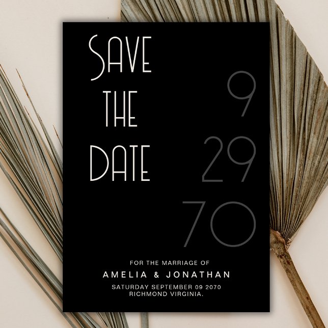 Reserva La Fecha Black Matte Simple Minimal Wedding Save The Date (Subido por el creador)