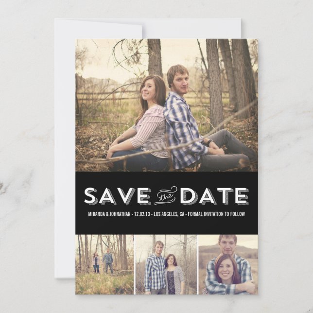 Reserva La Fecha Black Modern Photo Save The Date Anunciations (Anverso)