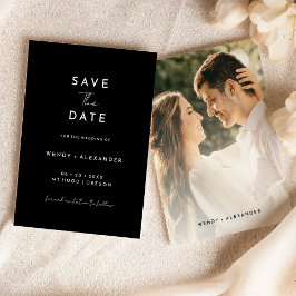 Reserva La Fecha Black Modern Script Photo Save The Date