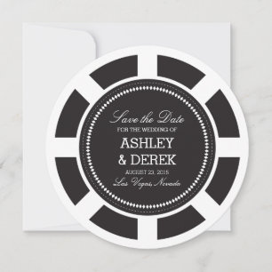 Reserva La Fecha Black Poker Chip Wedding Save the Date