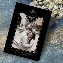 Reserva La Fecha Black Ssofisticate Flourish Moda Golden Initials