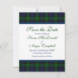 Reserva La Fecha Black Watch Tartan Wedding Save the Date Card