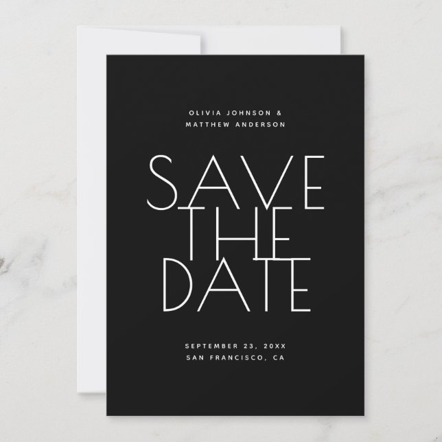 Reserva La Fecha Black Wedding | Clean Typography Photo & QR Code (Anverso)