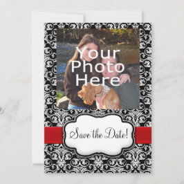 Reserva La Fecha Black/White/Cinta Roja Damask Save the Date