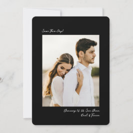 Reserva La Fecha Black White Modern Insta Photo Film Simple Wedding